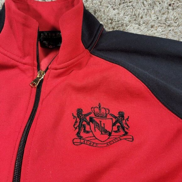 Lauren Ralph Lauren Jacket Womens Large Red Black Full Zip Crest - Picture 3 of 8